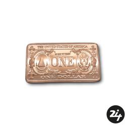 1 oz 999 Fine Copper $1 USA Bill Bar