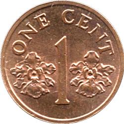 1989 Singapore 1c One Cent Two Orchids