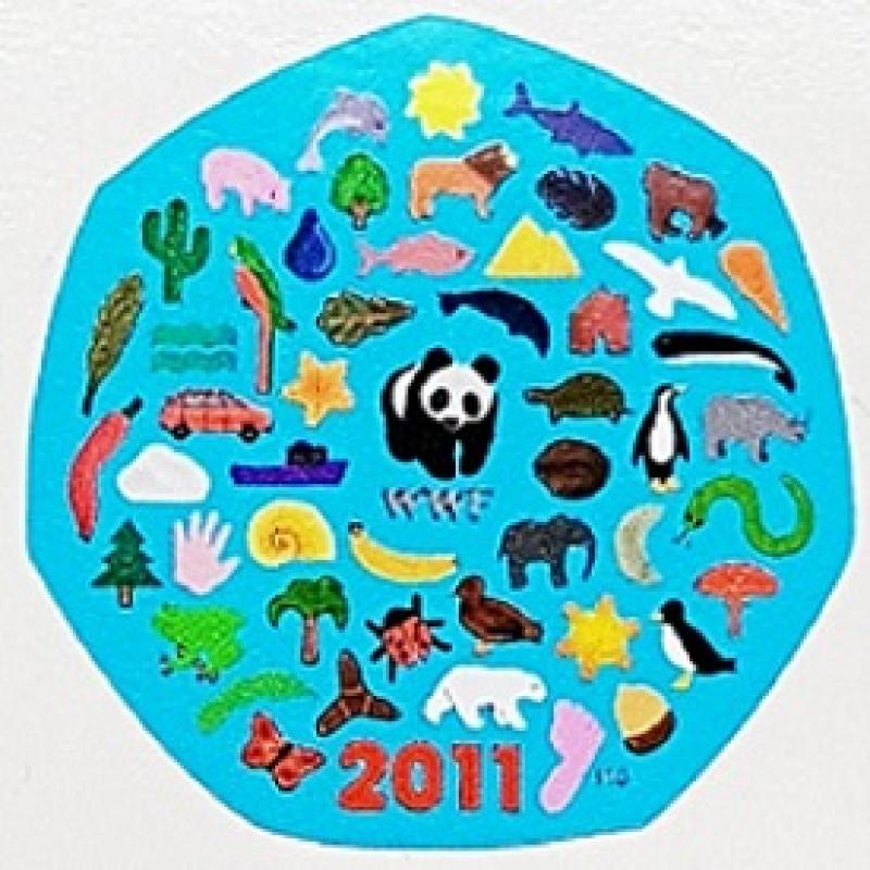 50P Commemorative Colour Coin Decals Stickers - Choose from Kew, Guides, WWF, Commonwealth Games