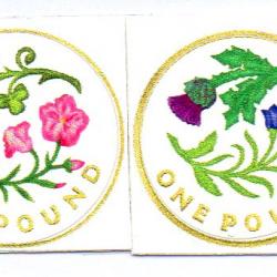 £1 Commemorative Colour Coin Decals Stickers - 2013/2014 Floral Set