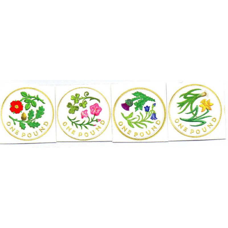 £1 Commemorative Colour Coin Decals Stickers - 2013/2014 Floral Set