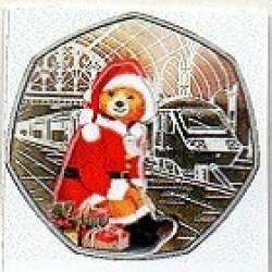 50P Commemorative Colour Coin (Xmas) Decals Stickers - Choose from Paddington, Peter Rabbit, Snowman