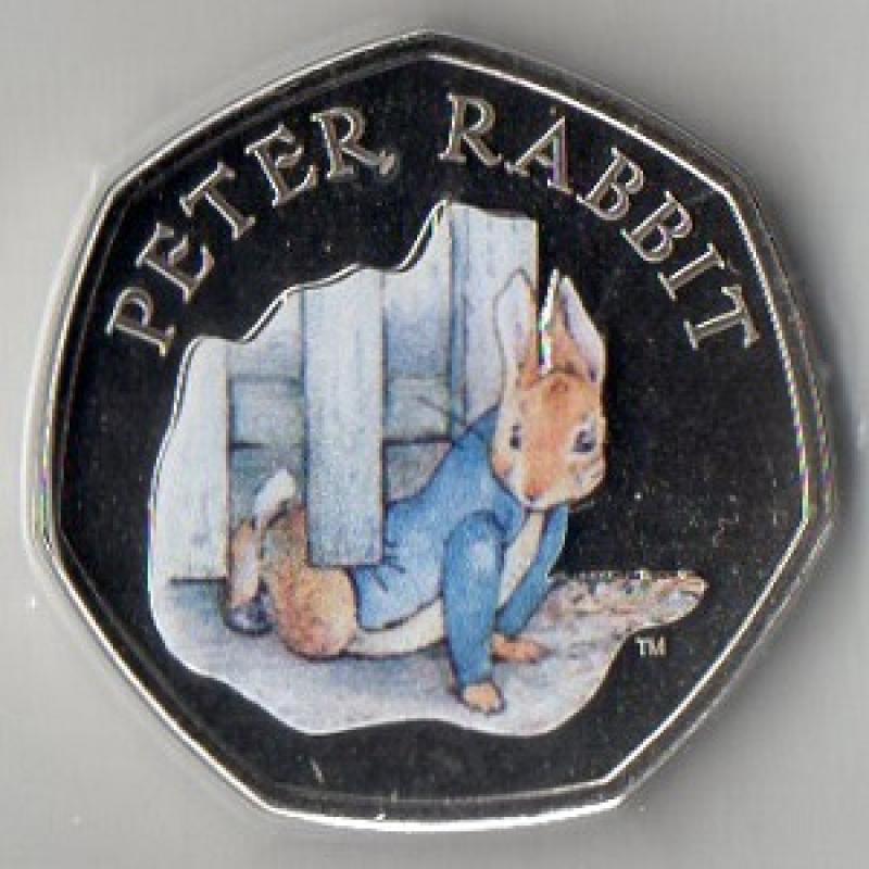 50P Commemorative Colour Coin (Xmas) Decals Stickers - Choose from Paddington, Peter Rabbit, Snowman