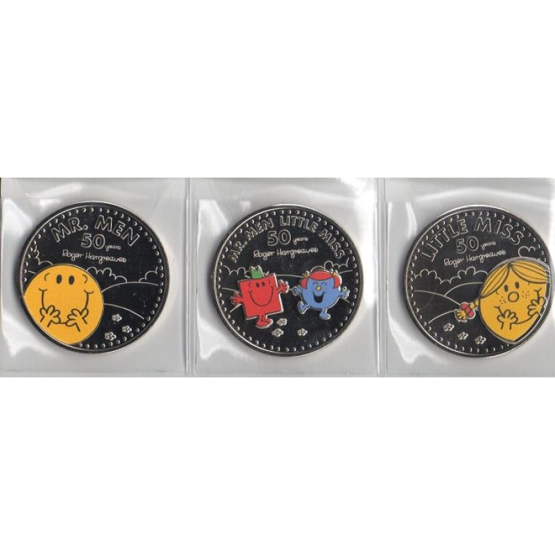 50P & £5 Commemorative Colour Coin Decals Sticker Sets - Choose from Dinosaurs, Winnie the Pooh, Mr Men, Snowman