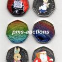 50P Commemorative Colour Coin Decals Stickers - Choose from Banksy, Football, Flopsy, Santa, Newton, Hawking