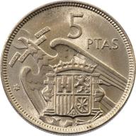 1957 Spain Spanish 5 Five Pesetas FRANCISCO FRANCO CAUDILLO Eagle of St John