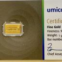 1 Gram Umicore 999.9 Gold Bar - Assayed/Certified