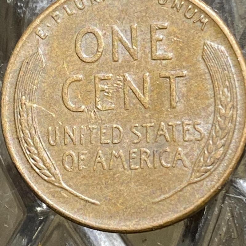 1957 ABRAHAM LINCOLN WHEAT CENT OR PENNY W/ “BIE” DIE CLASH VARIETY MINT ERROR