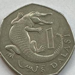 Gambia 1987 1 Dalasi West African Slender Snouted Crocodile 50p Shaped Coin