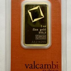 1 Ounce Valcambi Suisse 999.9 Gold Bar