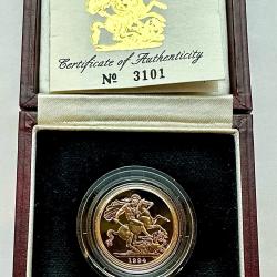 1994 Gold Proof Sovereign - Box and COA