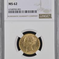 1870 Gold Sovereign WW raised NGC MS 62