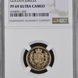 2002 Gold Half-Sovereign Golden Jubilee Proof NGC PF69 ULTRA CAMEO