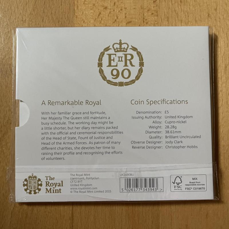 2016 £5 The Queen's 90th Birthday Brilliant Uncirculated Coin Pack