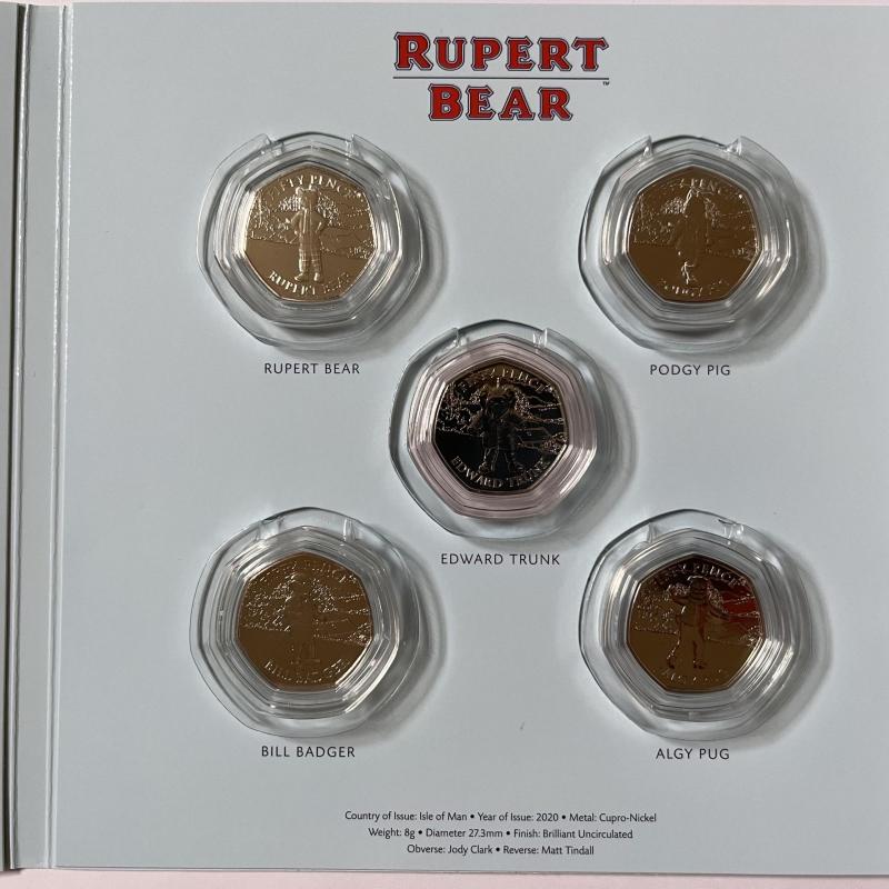 2020 Isle of Man Rupert Bear Brilliant Uncirculated 5-Coin Set