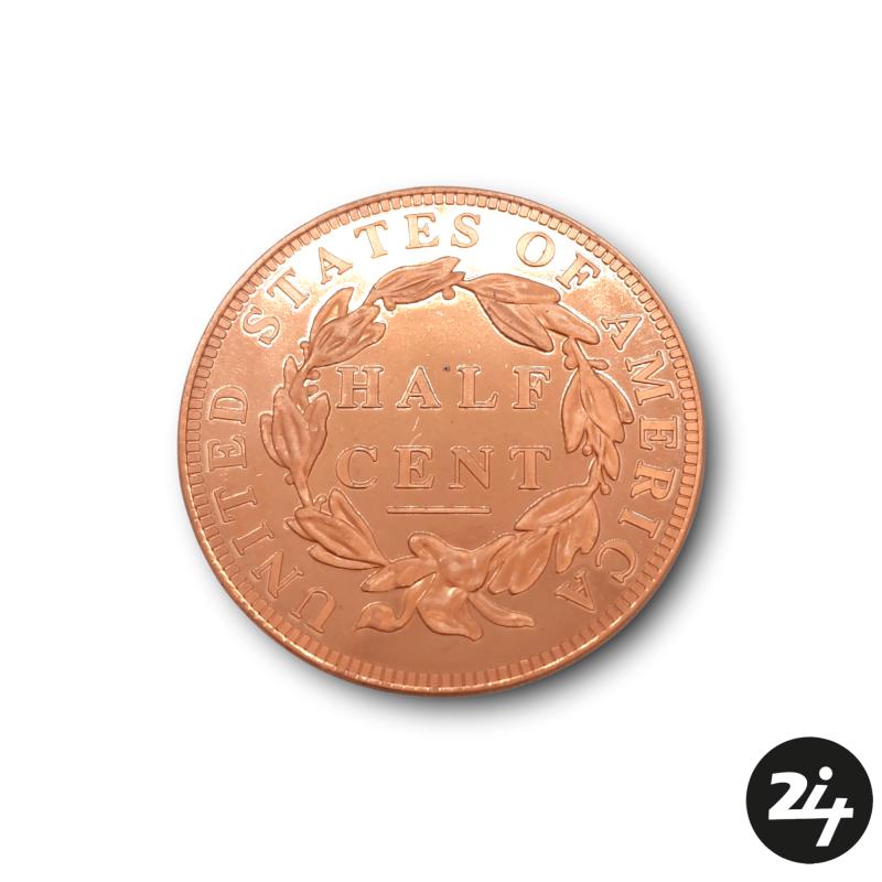 1 oz 999 Fine Copper Braided Half Cent Coin