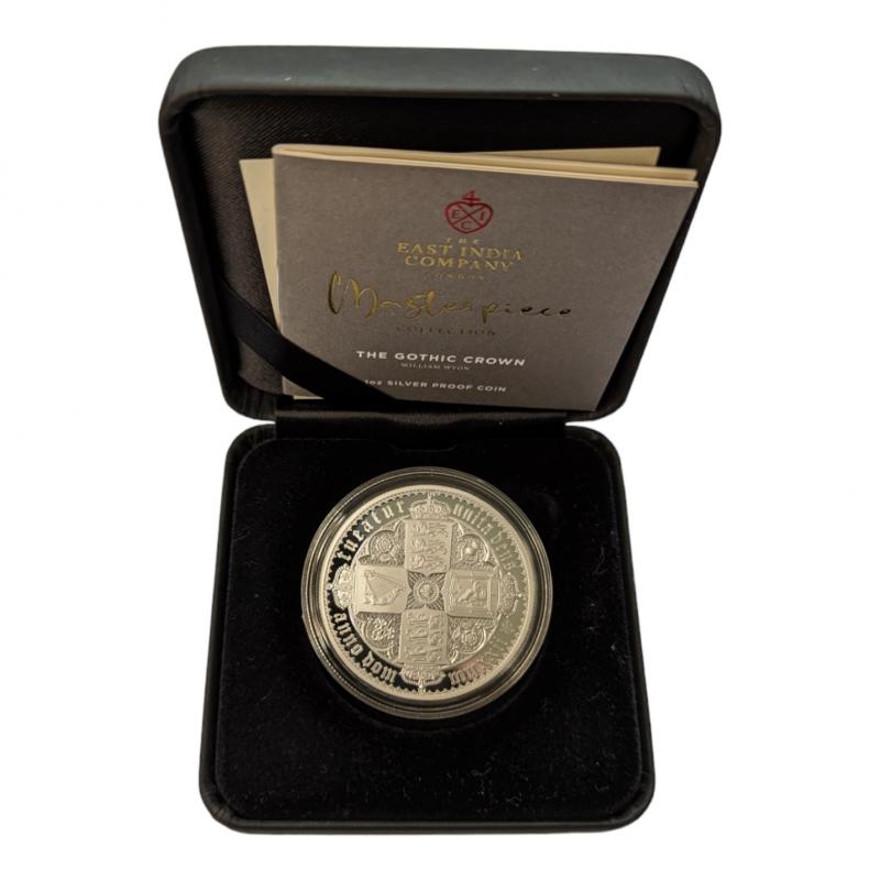 2022 Gothic Crown 1oz Silver Proof St Helena Masterpiece Quartered Arms (COA #345)