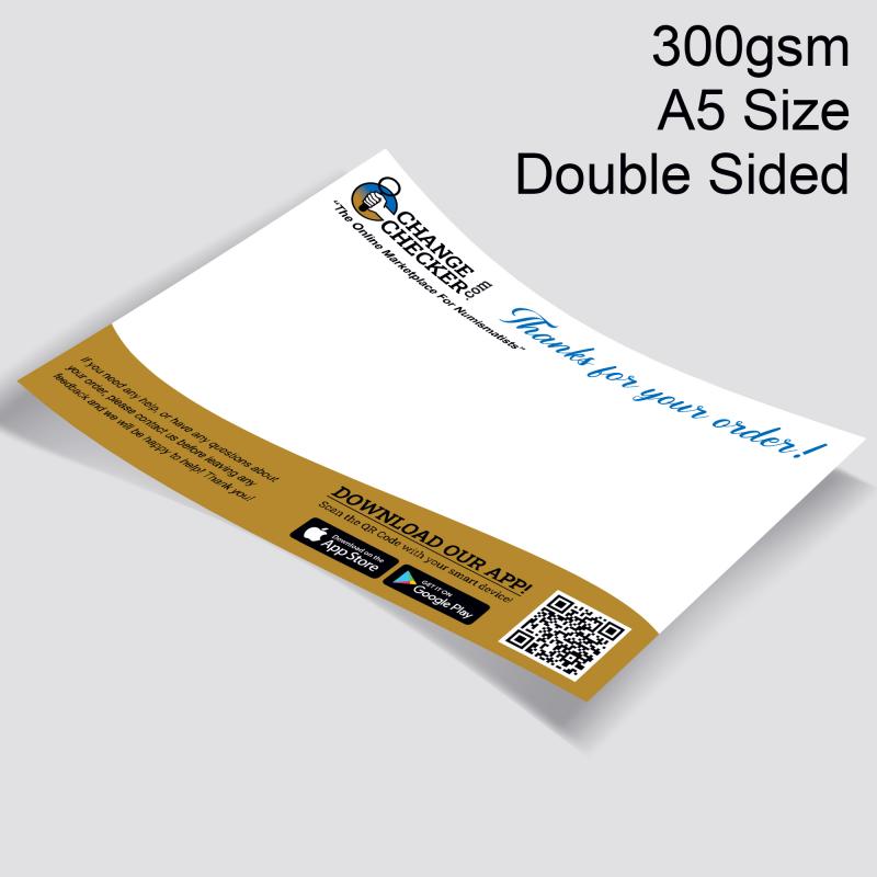 20 x A5 ChangeChecker Postcards (300gsm thickness)