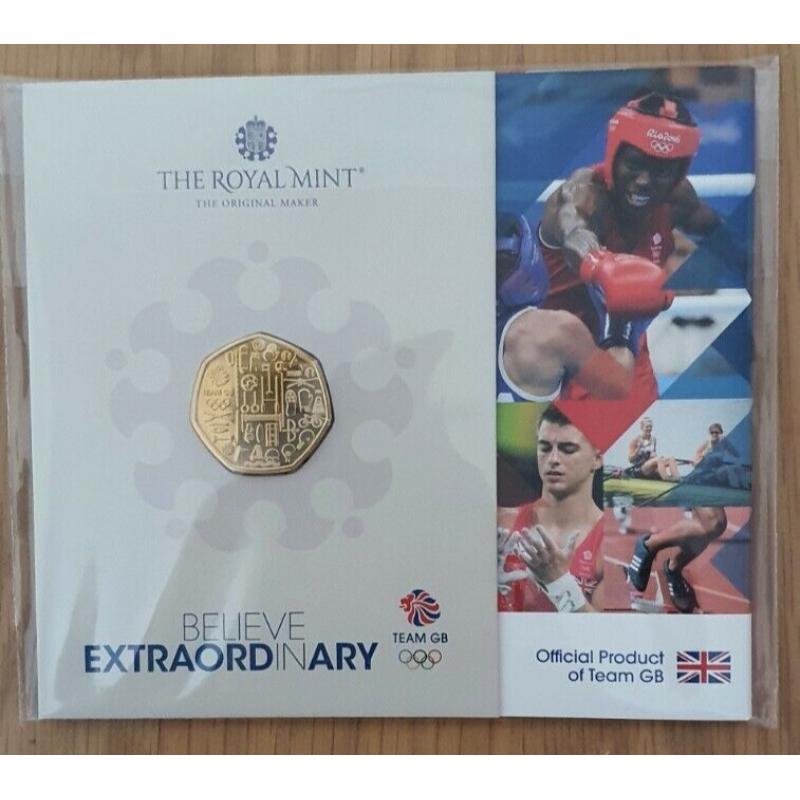 2021 Royal Mint TEAM GB Tokyo Olympics GOLD PLATED 50p Coin Pack **please read**