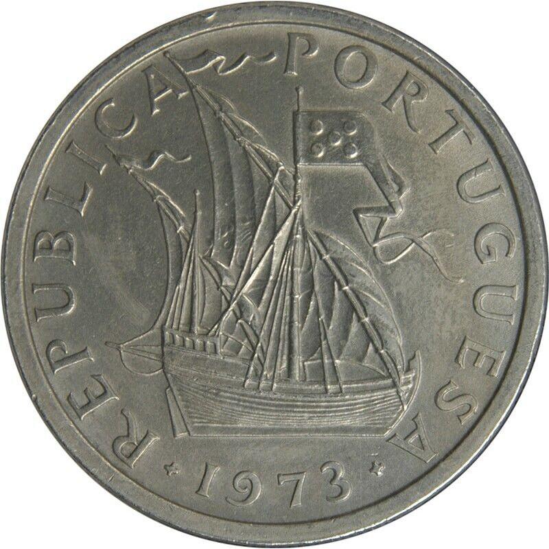 Portugal 1976 2.5 Escudos Two and a Half 2/12  Coins Sailing Ship and Shields